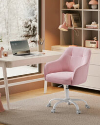 LEDREM Office Chair, Swivel Chair, Desk Chair, Makeup Vanity Chair, Adjustable Height, Armrests, 110 Kg Load, Velvet, Jelly Pink - thumbnail 3
