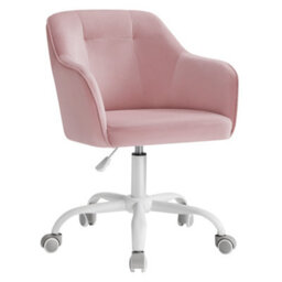 LEDREM Office Chair, Swivel Chair, Desk Chair, Makeup Vanity Chair, Adjustable Height, Armrests, 110 Kg Load, Velvet, Jelly Pink - thumbnail 2
