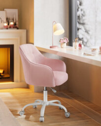 LEDREM Office Chair, Swivel Chair, Desk Chair, Makeup Vanity Chair, Adjustable Height, Armrests, 110 Kg Load, Velvet, Jelly Pink - thumbnail 4