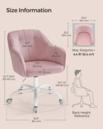 LEDREM Office Chair, Swivel Chair, Desk Chair, Makeup Vanity Chair, Adjustable Height, Armrests, 110 Kg Load, Velvet, Jelly Pink - thumbnail 9