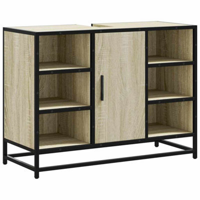 Berkfield Industrial Bathroom Sink Cabinet Sonoma Oak 80X33X60 Cm Engineered Wood