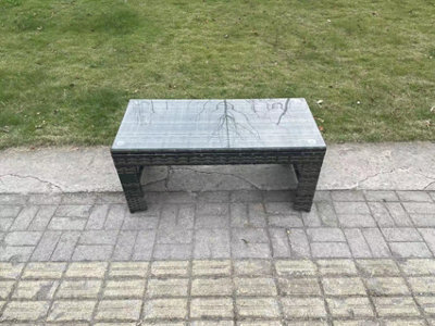 Fimous Rattan Oblong Rectangular Coffee Tea Table Outdoor Garden Furniture Patio Accessory - image 1