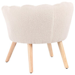 Wyld And Coco Kids Armchair Light Beige Bouclé Upholstery Shell Backrest Wooden Legs - thumbnail 6