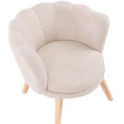 Wyld And Coco Kids Armchair Light Beige Bouclé Upholstery Shell Backrest Wooden Legs - thumbnail 7