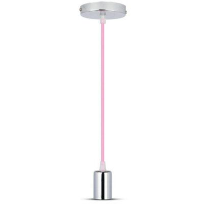 Vt-7338 Chrome Metal Cup Pendant Light-Pink - image 1