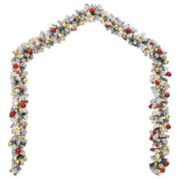 Berkfield Christmas Garland With Baubles And Led Lights Green 5 M Pvc - thumbnail 4