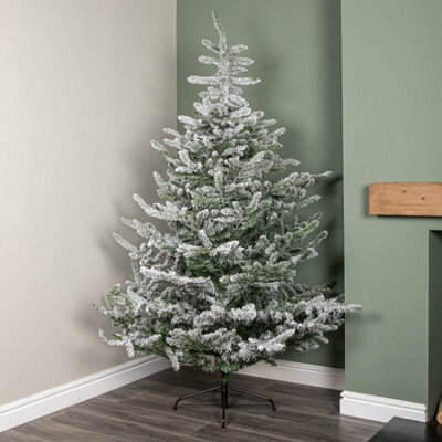 Samuel Alexander 7Ft (2.1M) Snowy Green & White Everlands Liberty Spruce Christmas Tree With Metal Stand - image 1