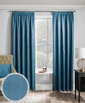 Enhanced Living Matrix Teal 46 X 72 Inch (117X183Cm) Tape Top Thermal Noise Reducing Dim Out Curtains (Pair) - image 1