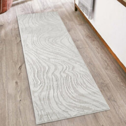 Hamilton Modern Metallic Sheen Area Rug - Marble Inspired Design Silver 60Cm X 220Cm - thumbnail 6