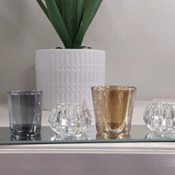 Biznest 6 Piece Jewel Candle Tray - Smoked, Home Décor Candles Accessories