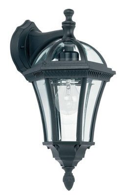 Luminosa Lighting Luminosa Drayton 1 Light Outdoor Wall Lantern Clear Glass, Black Paint Ip44, E27