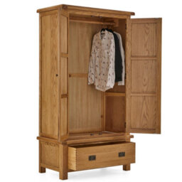 Zelah Oak Double Wardrobe With Drawer - By Roseland Furniture - thumbnail 9