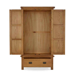 Zelah Oak Double Wardrobe With Drawer - By Roseland Furniture - thumbnail 8