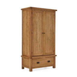 Zelah Oak Double Wardrobe With Drawer - By Roseland Furniture - thumbnail 1