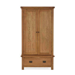 Zelah Oak Double Wardrobe With Drawer - By Roseland Furniture - thumbnail 2