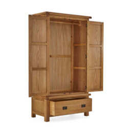 Zelah Oak Double Wardrobe With Drawer - By Roseland Furniture - thumbnail 5