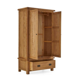 Zelah Oak Double Wardrobe With Drawer - By Roseland Furniture - thumbnail 6