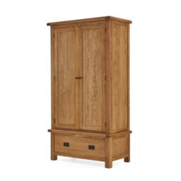 Zelah Oak Double Wardrobe With Drawer - By Roseland Furniture - thumbnail 3