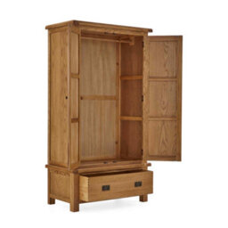 Zelah Oak Double Wardrobe With Drawer - By Roseland Furniture - thumbnail 4
