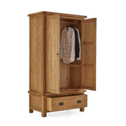 Zelah Oak Double Wardrobe With Drawer - By Roseland Furniture - thumbnail 7