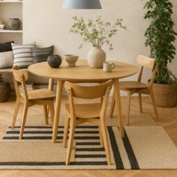Wyld Haus Krakow 4-Seater Round Dining Set Natural Oak Effect - thumbnail 2