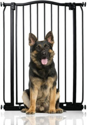 Bettacare Extra Tall Curved Top Dog Gate, 71Cm - 80Cm, Matt Black, Extra Tall 100Cm In Height, Pressure Fit Pet Gate