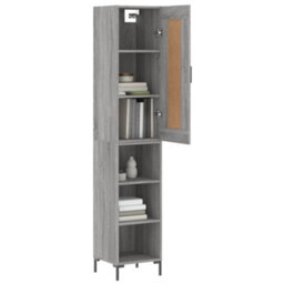Berkfield Highboard Grey Sonoma 34.5X34X180 Cm Engineered Wood - thumbnail 3