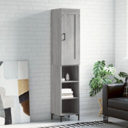 Berkfield Highboard Grey Sonoma 34.5X34X180 Cm Engineered Wood - thumbnail 1