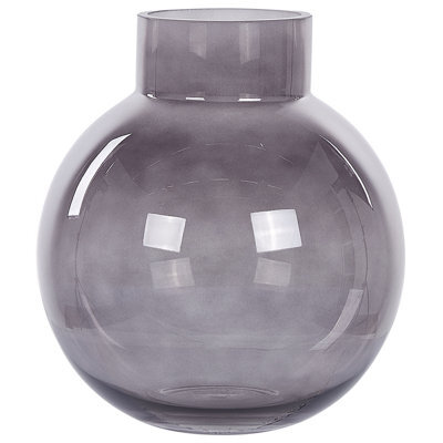 Beliani Flower Vase Polydrosos Glass 22 Cm Grey - image 1