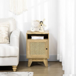 Wyld Haus Vini Raba Compact Natural Wood-Effect Bedside Table With Rattan Drawer And Door 39W X 35D X 60H Cm - thumbnail 8