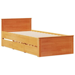 Berkfield Bed Frame Without Mattress With Headboard Wax Brown 100X200 Cm Solid Wood Pine - thumbnail 3