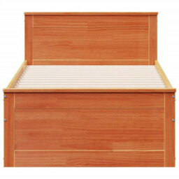 Berkfield Bed Frame Without Mattress With Headboard Wax Brown 100X200 Cm Solid Wood Pine - thumbnail 4