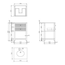Plum&clay Harper Ribbed Blue Freestanding Vanity Unit & Basin Set (W)600mm - thumbnail 3