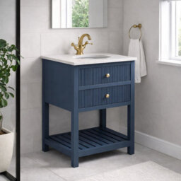 Plum&clay Harper Ribbed Blue Freestanding Vanity Unit & Basin Set (W)600mm - thumbnail 1