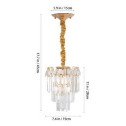 Living And Home Modern Gold Crystal Chandelier, 3-Ring Crystal Ceiling Light - thumbnail 9