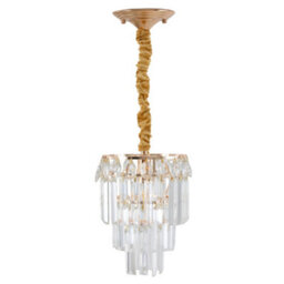 Living And Home Modern Gold Crystal Chandelier, 3-Ring Crystal Ceiling Light - thumbnail 4