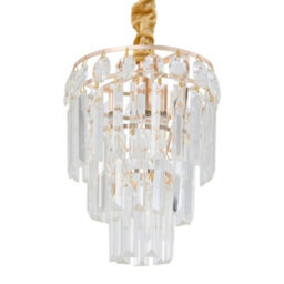 Living And Home Modern Gold Crystal Chandelier, 3-Ring Crystal Ceiling Light - thumbnail 6