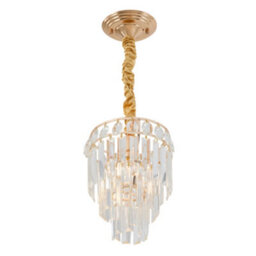 Living And Home Modern Gold Crystal Chandelier, 3-Ring Crystal Ceiling Light - thumbnail 5