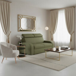 Oslo M 2 Living Room Sofa Adjustable Headrests Mdf Chipboard Frame Polyurethane Foam 170X100X85 100Cm Green