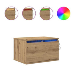 Berkfield Bedside Cabinet With Led Wall-Mounted Artisan Oak 50X36X30 Cm - thumbnail 4
