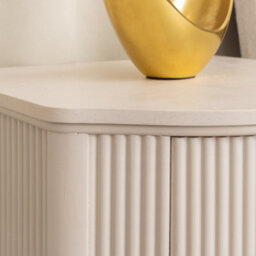 Melody Maison Pair Of Reeded One Drawer Bedside Table - Willow Taupe Grey Range - thumbnail 3