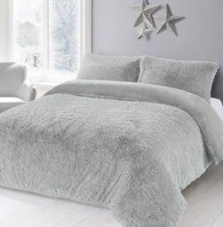 Homes & Linen Teddy Bear Fleece Long Fur Cuddles Alaska Luxury Duvet Cover Set Warm Cosy Soft Teddy Bedding Set - thumbnail 1