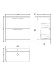 Balterley Dunwood Floor Standing 2 Drawer Bathroom Vanity Unit & Polymarble Basin, Satin Green, 755mm - thumbnail 8