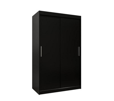 Arte Tokyo Contemporary 2 Sliding Door Wardrobe 5 Shelves 2 Rails Black Matt (H)2000mm (W)1200mm (D)620mm - image 1