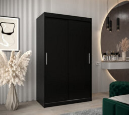 Arte Tokyo Contemporary 2 Sliding Door Wardrobe 5 Shelves 2 Rails Black Matt (H)2000mm (W)1200mm (D)620mm - thumbnail 2