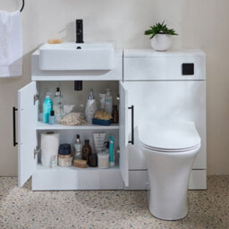 Homestylestore 1050mm White Bathroom Combination Vanity Unit With Toilet Pan And Black T Bar Handle - thumbnail 1