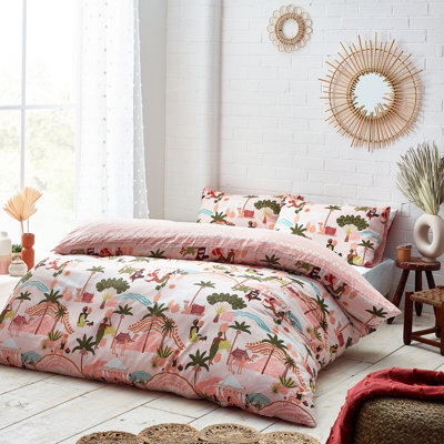 Furn. Nalani Abstract Reversible Duvet Cover Set, Super King, Pink - image 1