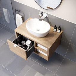 Affine Bathroom Wall Hung Vanity Unit White Basin Cabinet Storage Drawer Shelf 800mm - thumbnail 4