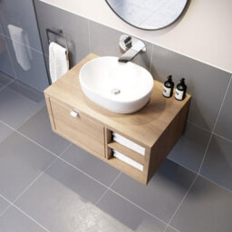 Affine Bathroom Wall Hung Vanity Unit White Basin Cabinet Storage Drawer Shelf 800mm - thumbnail 3