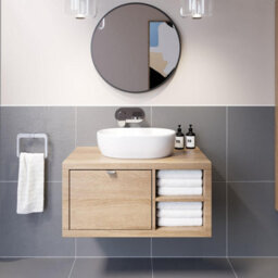 Affine Bathroom Wall Hung Vanity Unit White Basin Cabinet Storage Drawer Shelf 800mm - thumbnail 2